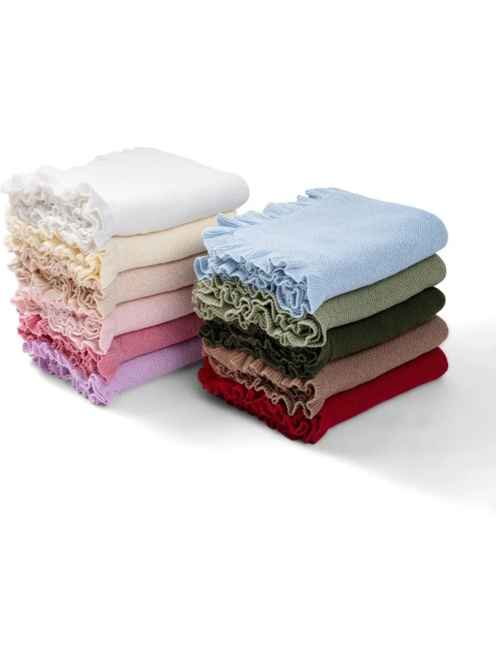 Cozy Ruffle Knit Baby Blanket - Soft Cotton Stroller & Crib Blanket for Newborns